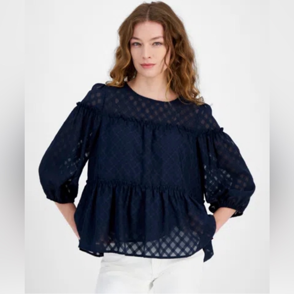 Tommy Hilfiger Navy Blouse Size Small EUC